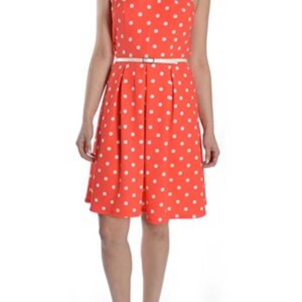 RMLL  Orange Polka Dot Belted Dress